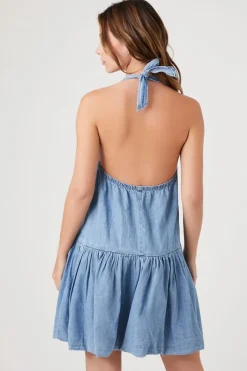 Denim Halter Mini Dress