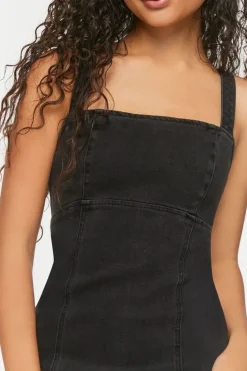 Denim Lace-Up Mini Dress