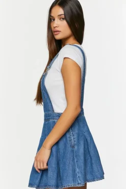 Denim Pleated Overall Dress