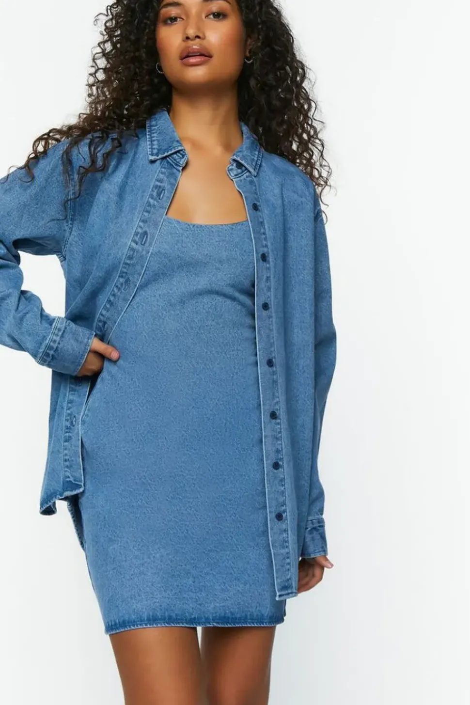 Denim Shirt & Cami Dress Set