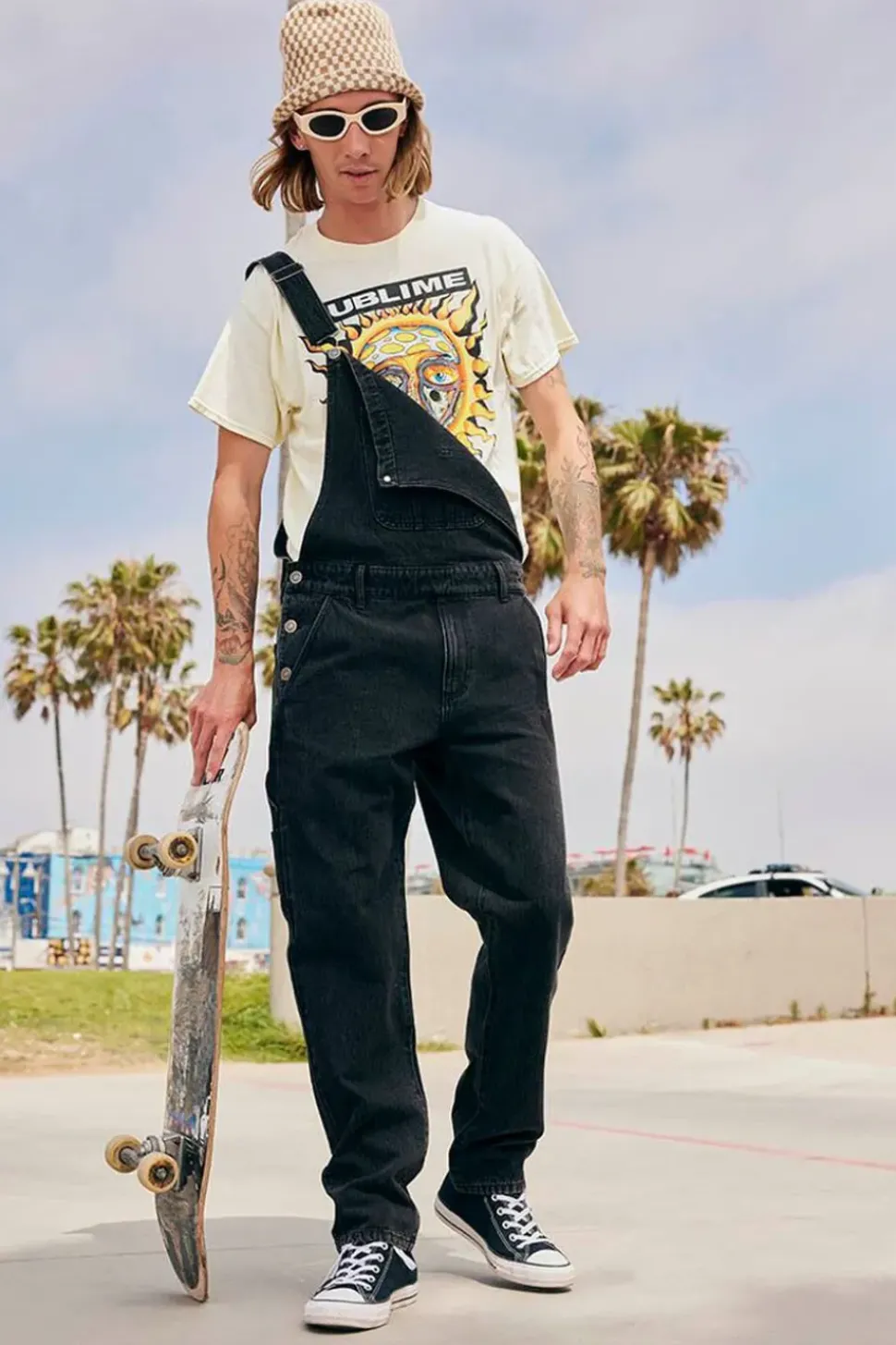 Denim Straight-Leg Overalls