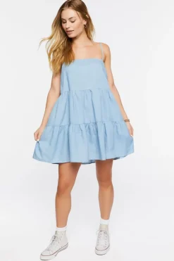 Denim Tiered Mini Dress