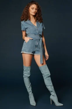 Denim Tie-Waist Romper