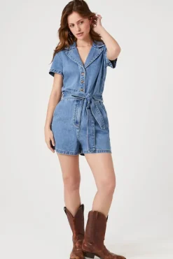 Denim Tie-Waist Romper