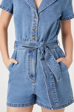 Denim Tie-Waist Romper