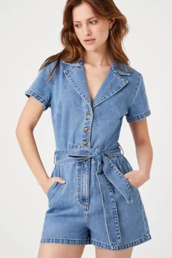 Denim Tie-Waist Romper