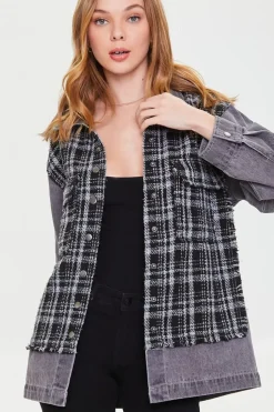 Denim Tweed Button-Front Jacket