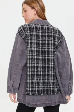Denim Tweed Button-Front Jacket