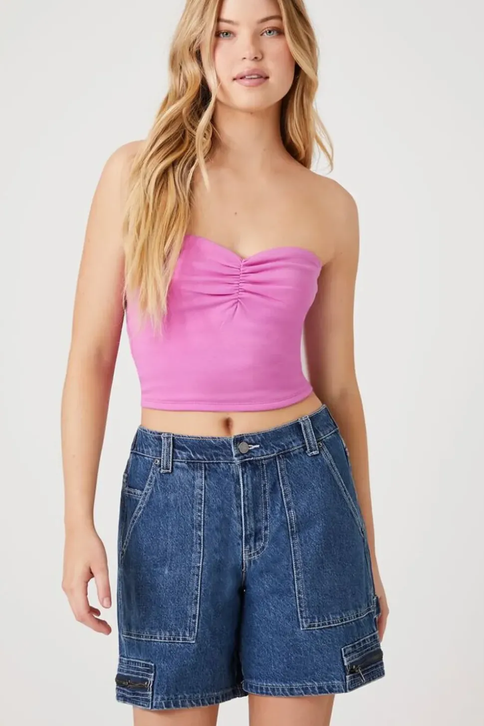 Denim Zip-Pocket Shorts