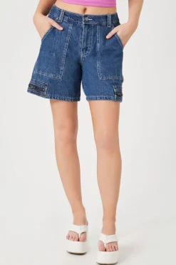 Denim Zip-Pocket Shorts