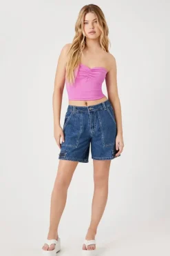 Denim Zip-Pocket Shorts