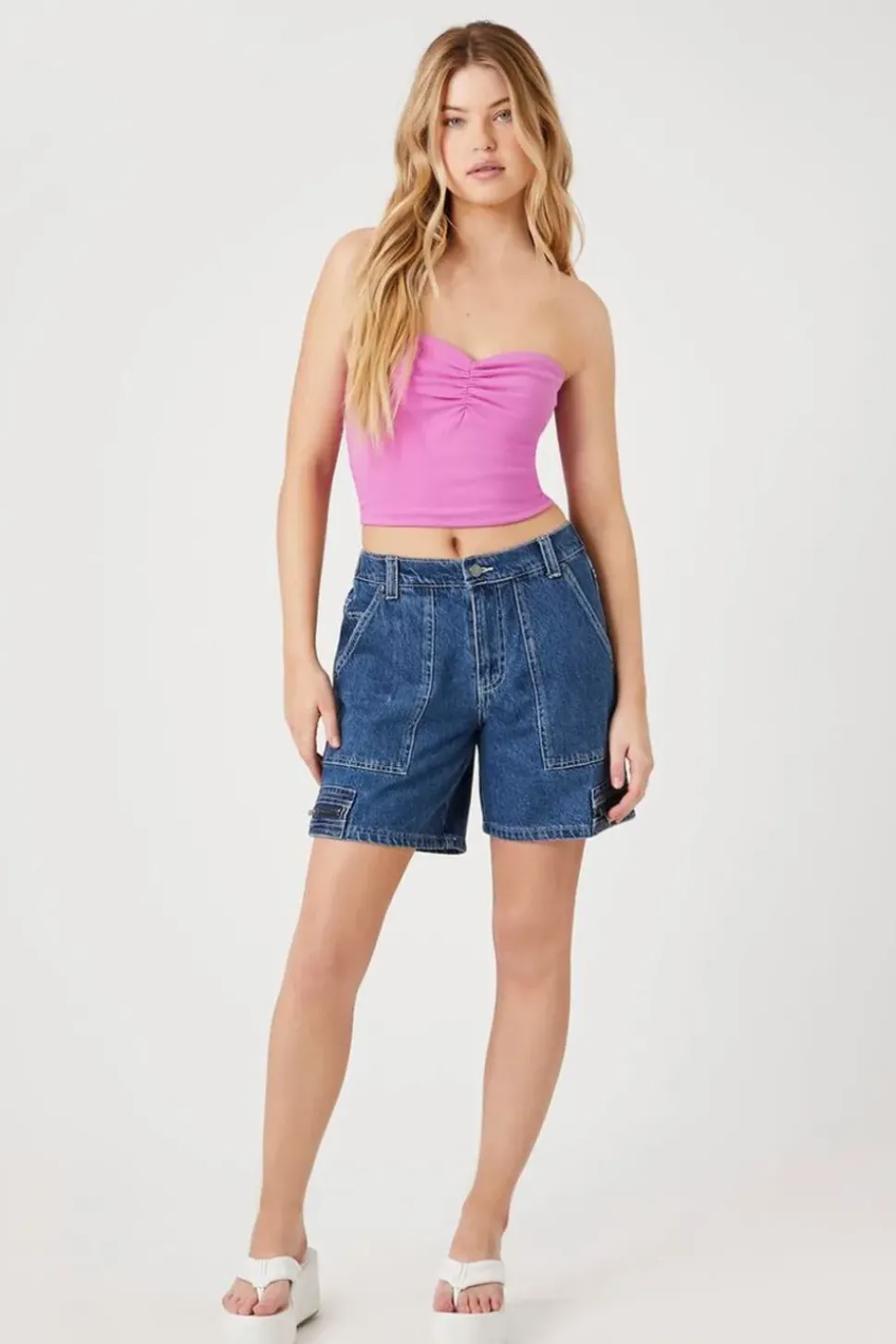 Denim Zip-Pocket Shorts