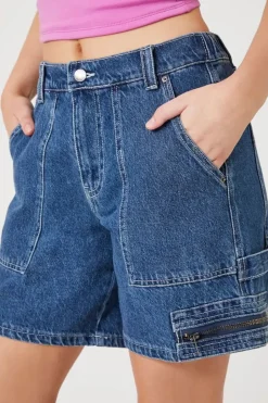 Denim Zip-Pocket Shorts