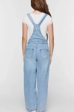 Denim Zip-Pocket Straight-Leg Overalls