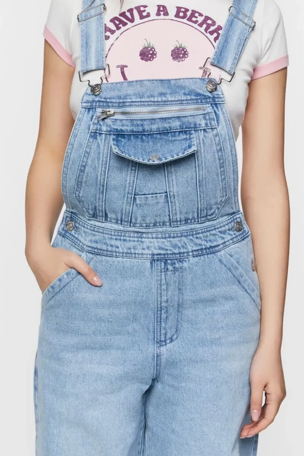 Denim Zip-Pocket Straight-Leg Overalls
