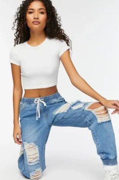 Destroyed Denim Joggers
