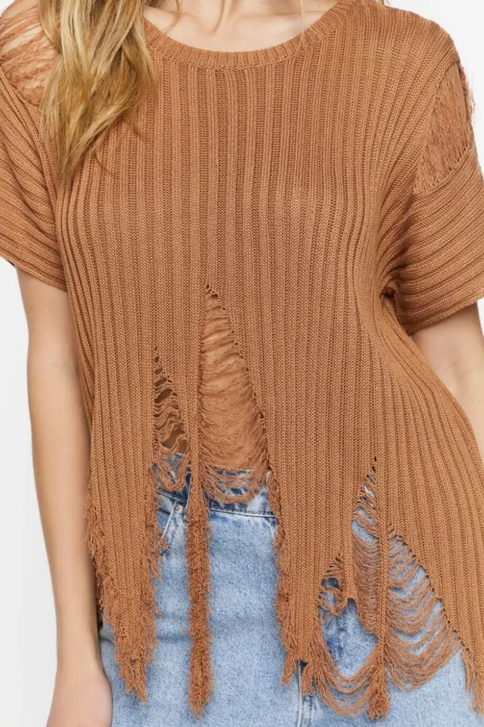 Destroyed Short-Sleeve Top