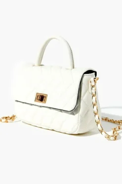 Diamond-Quilted Faux Leather Crossbody Bag