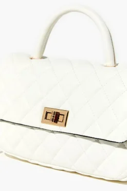 Diamond-Quilted Faux Leather Crossbody Bag