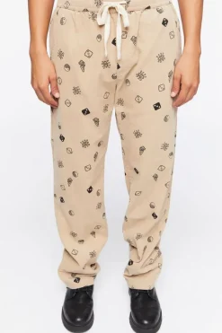 Dice Print Drawstring Pants