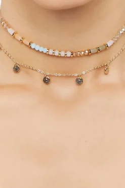 Disc Charm Beaded Necklace Set