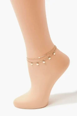 Disc Charm Chain Anklet Set