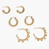 Disc Charm Hoop Earring Set