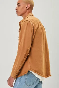 Distressed Button-Front Jacket