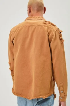 Distressed Button-Front Jacket