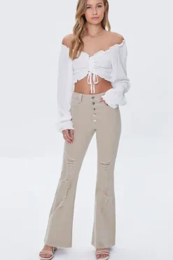 Distressed Corduroy Flare Pants