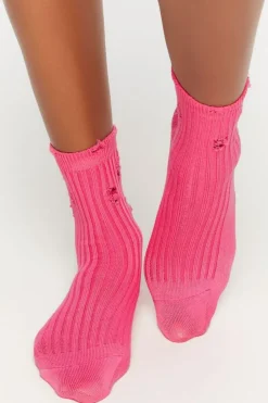 Distressed Crew Socks
