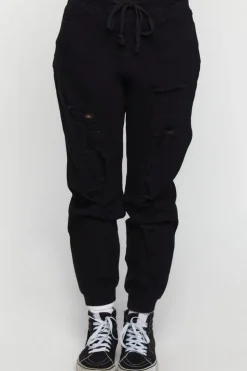 Distressed Denim Joggers