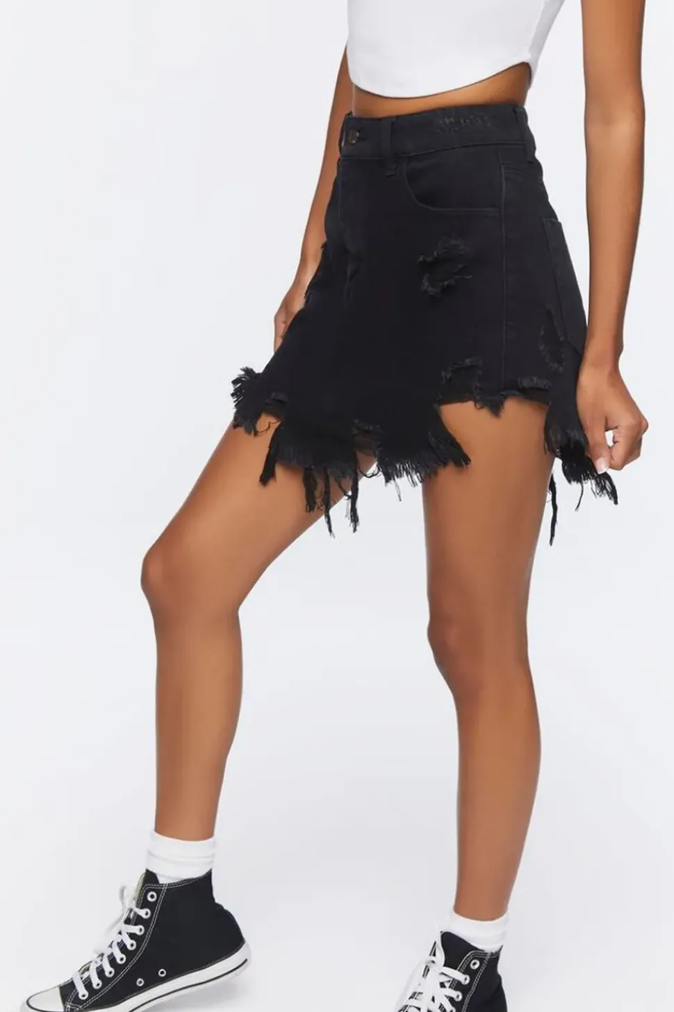 Distressed Denim Mini Skirt