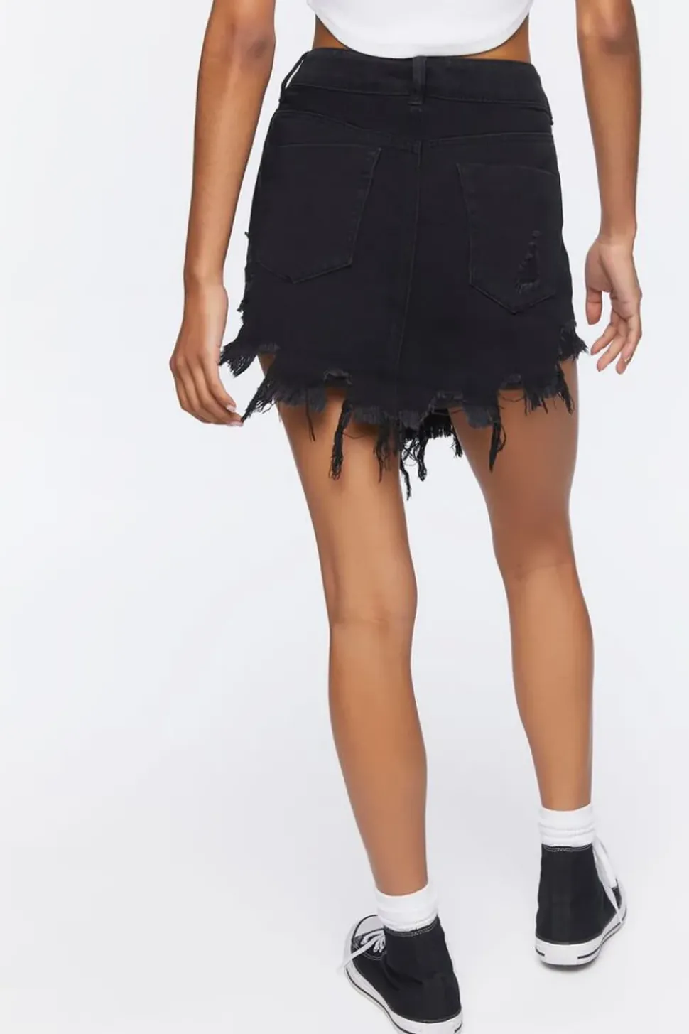 Distressed Denim Mini Skirt