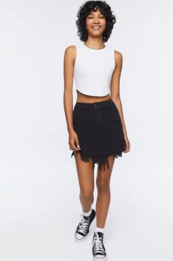 Distressed Denim Mini Skirt