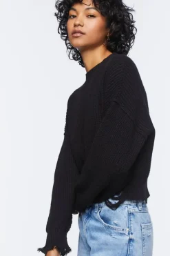 Distressed Drop-Sleeve Sweater