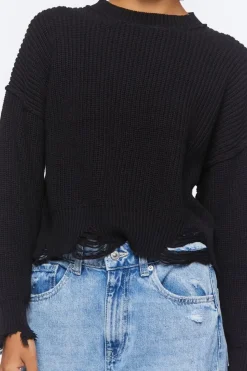 Distressed Drop-Sleeve Sweater