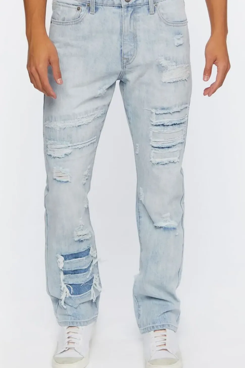 Distressed Flare-Leg Jeans