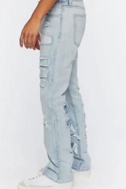 Distressed Flare-Leg Jeans