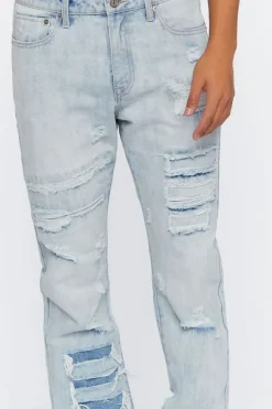 Distressed Flare-Leg Jeans