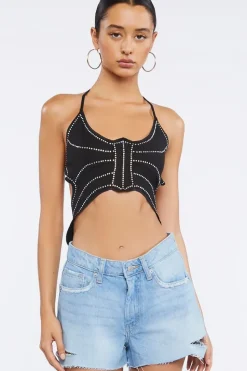 Distressed Frayed Denim Shorts