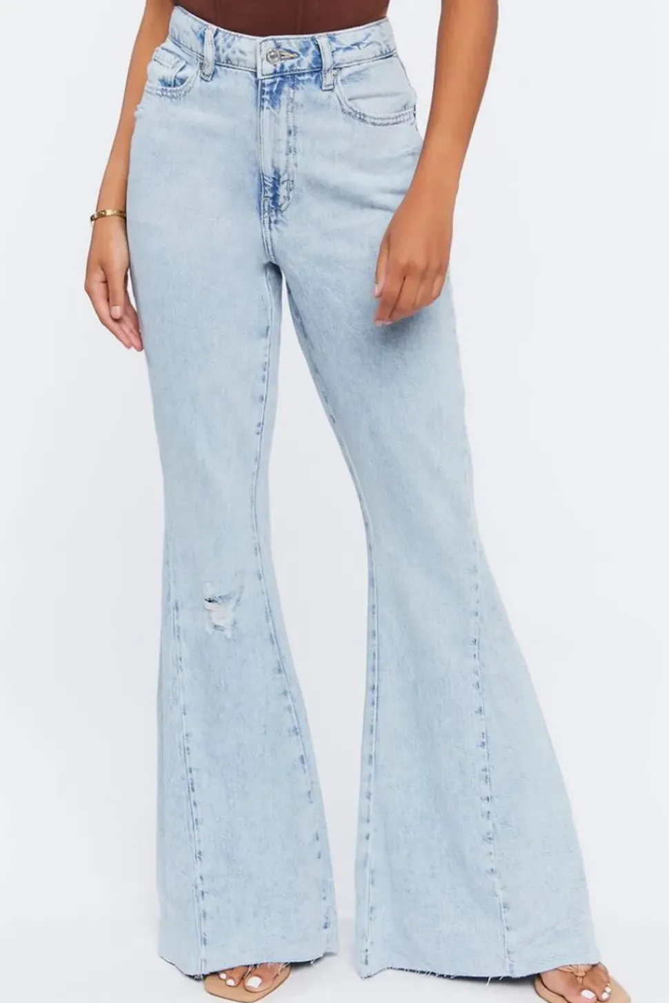 Distressed High-Rise Flare Jeans