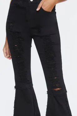 Distressed High-Rise Flare Jeans