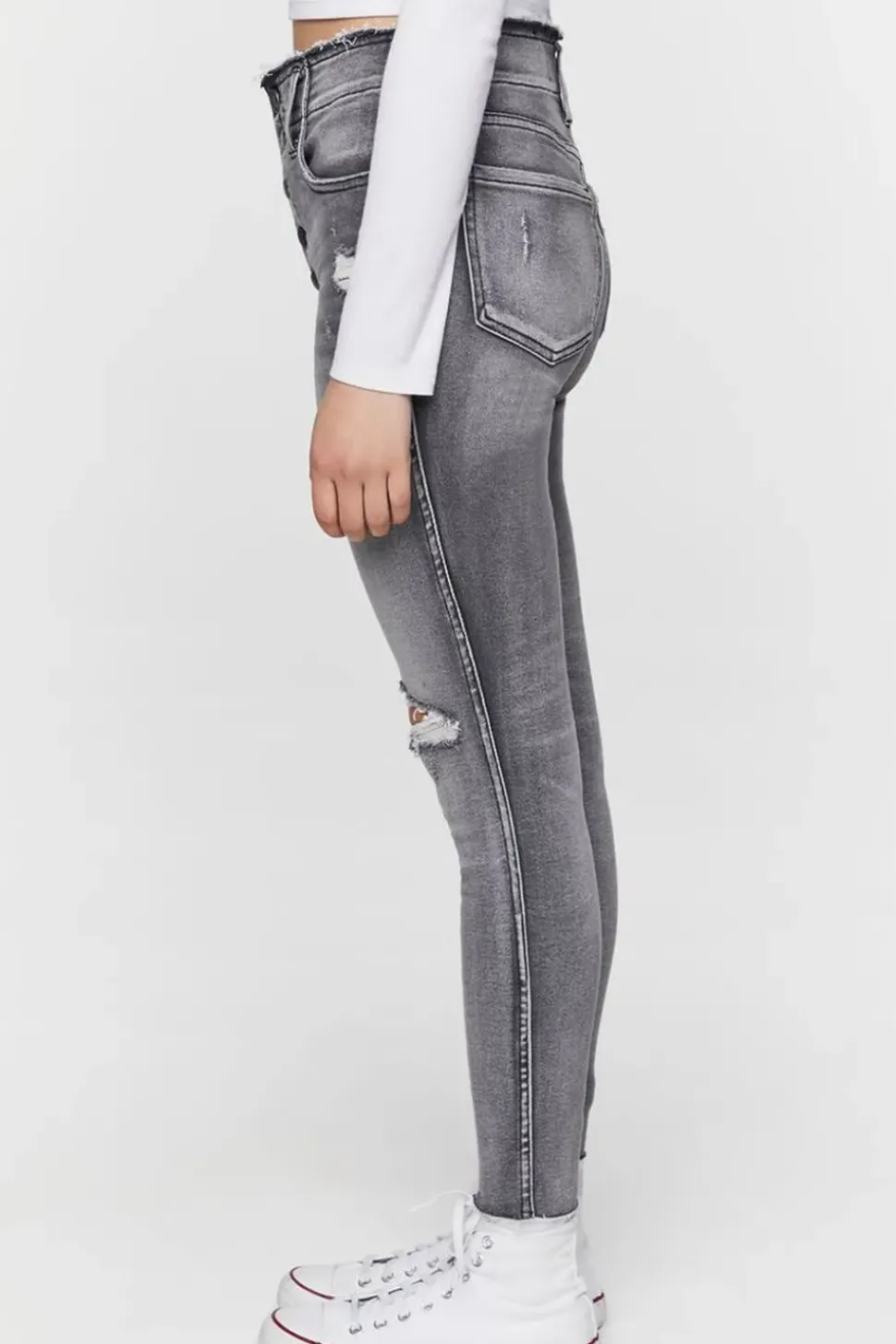 Distressed High-Rise Skinny Jeans