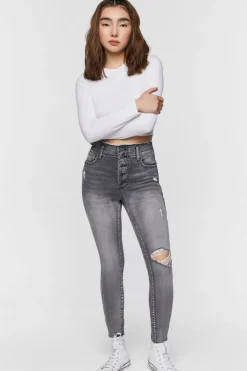 Distressed High-Rise Skinny Jeans