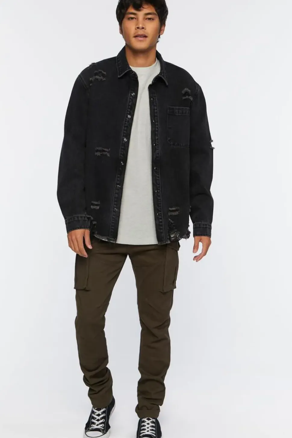 Distressed Long-Sleeve Shirt