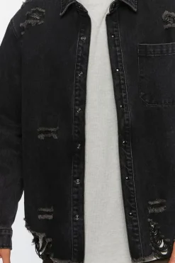 Distressed Long-Sleeve Shirt