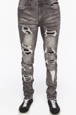 Distressed Paint Splatter Skinny Jeans