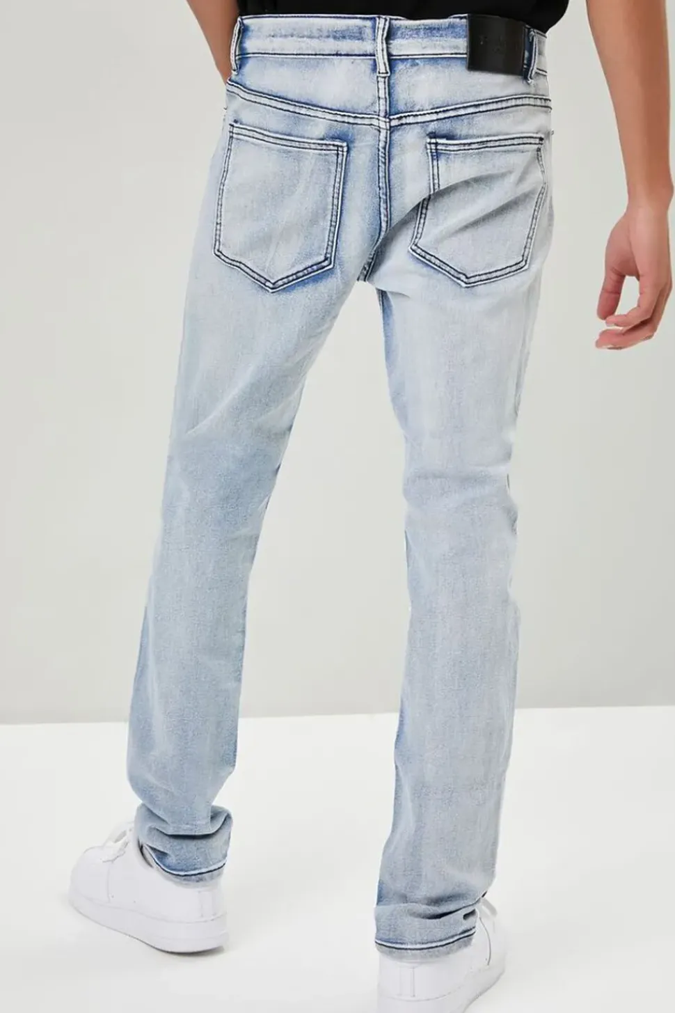 Distressed Patchwork Slim-Fit Jeans