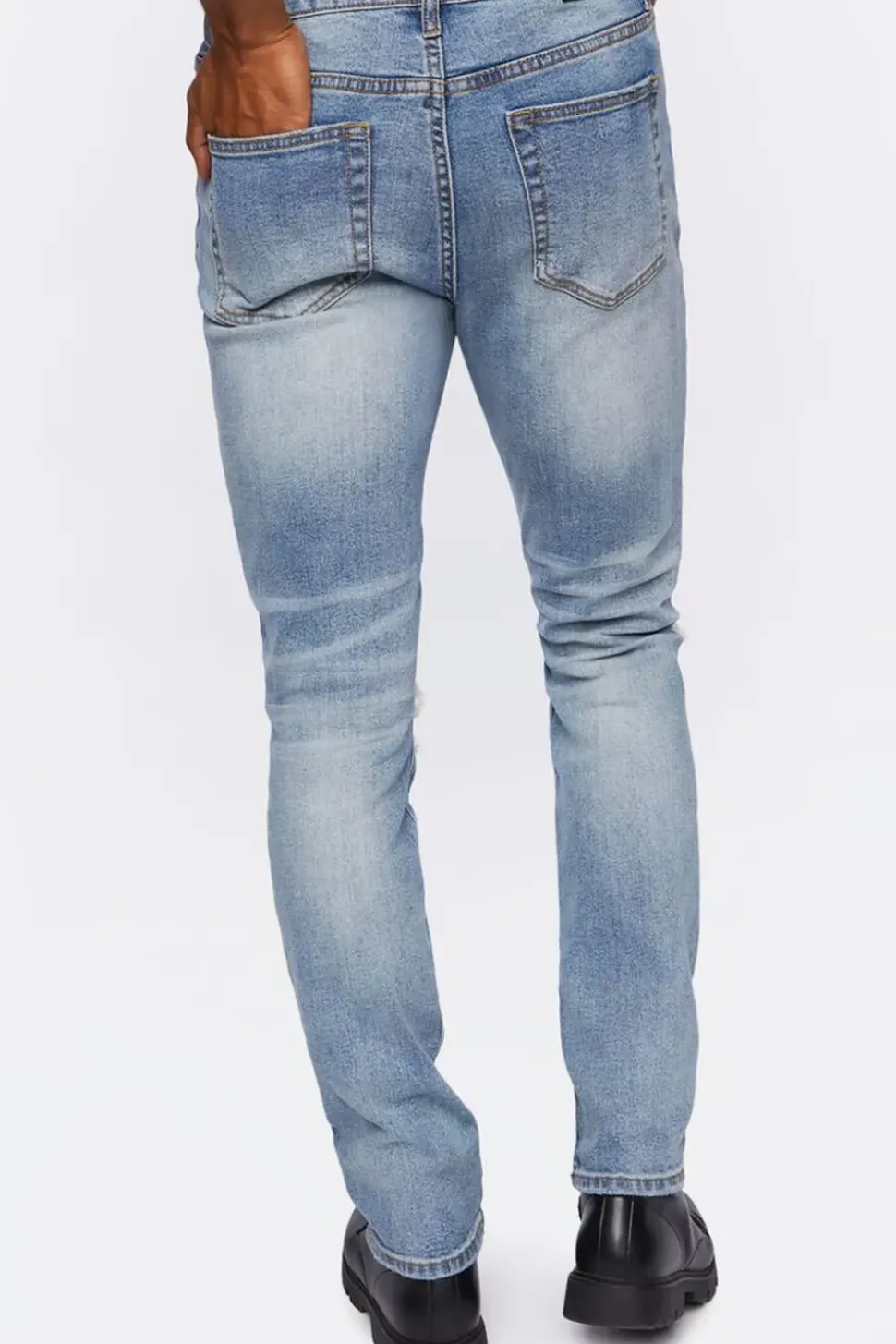 Distressed Slim-Fit Stone Wash Jeans